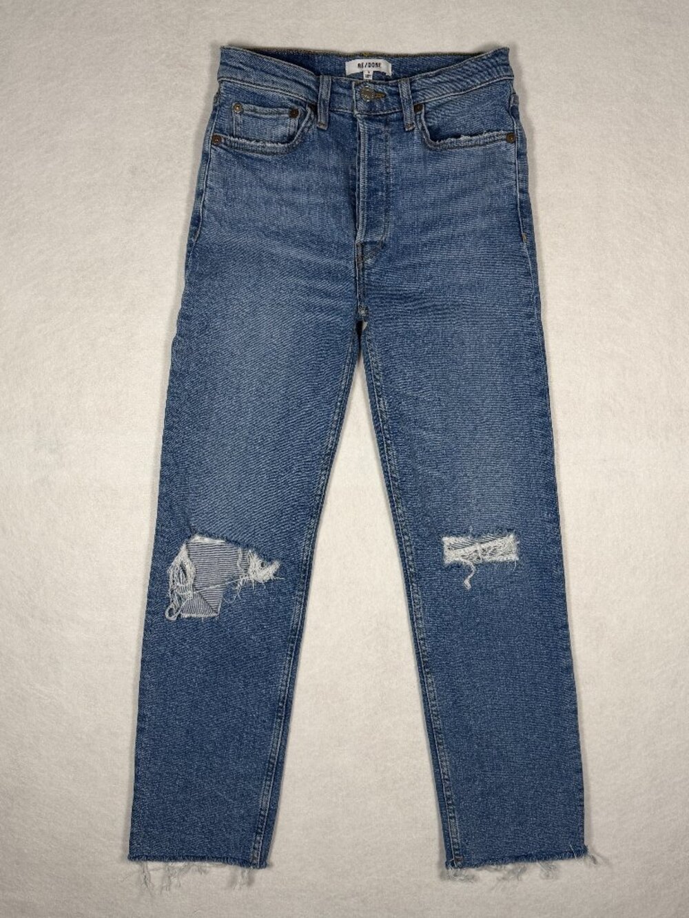 Re/Done 70s Stove Pipe Jeans Gently Worn Raw Hem Size: 26 Style: 163-3WSTV